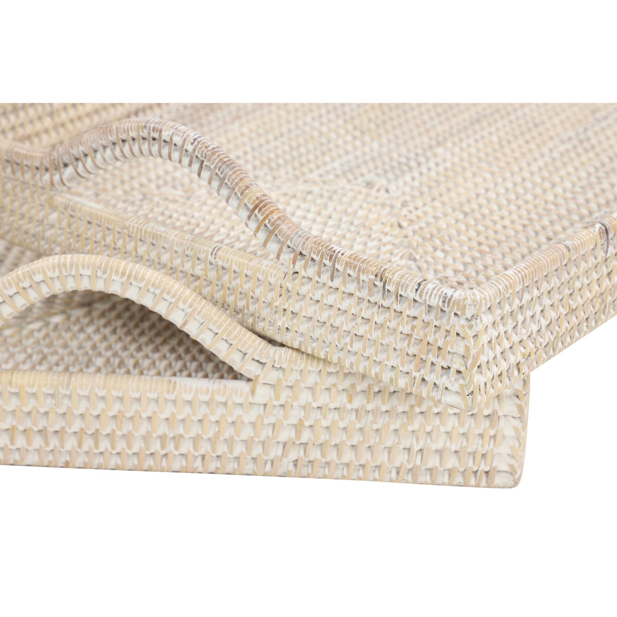 Cream Wood Boho Style Tray Set